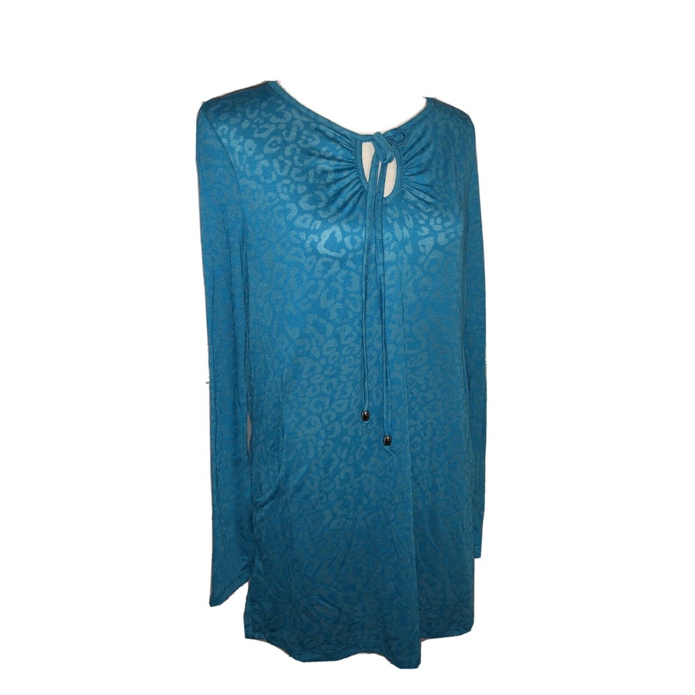 Catalina Swim Coverup Women's Size M 8/10 Turquoise long sleeve pockets‎